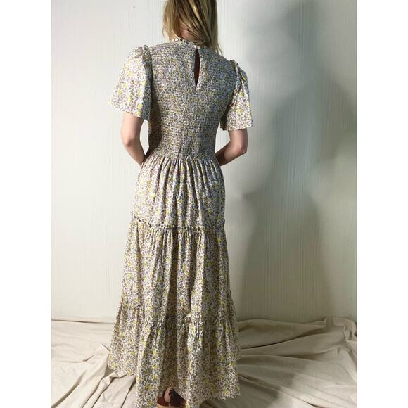 BAYBALA Jolene Smocked Bust Flutter Sleeve Floral Prairie Maxi Dress LARGE - Picture 5 of 14